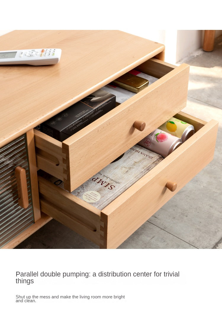 Beech Solid Wood Floor TV Cabinet.