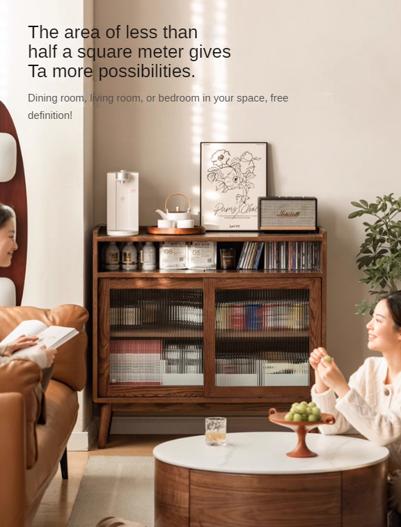 Oak Solid Wood, Solid RubberWood Modern Multifunctional Sideboard