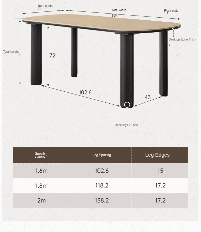 Solid Rubberwood travertine slate Dining Table