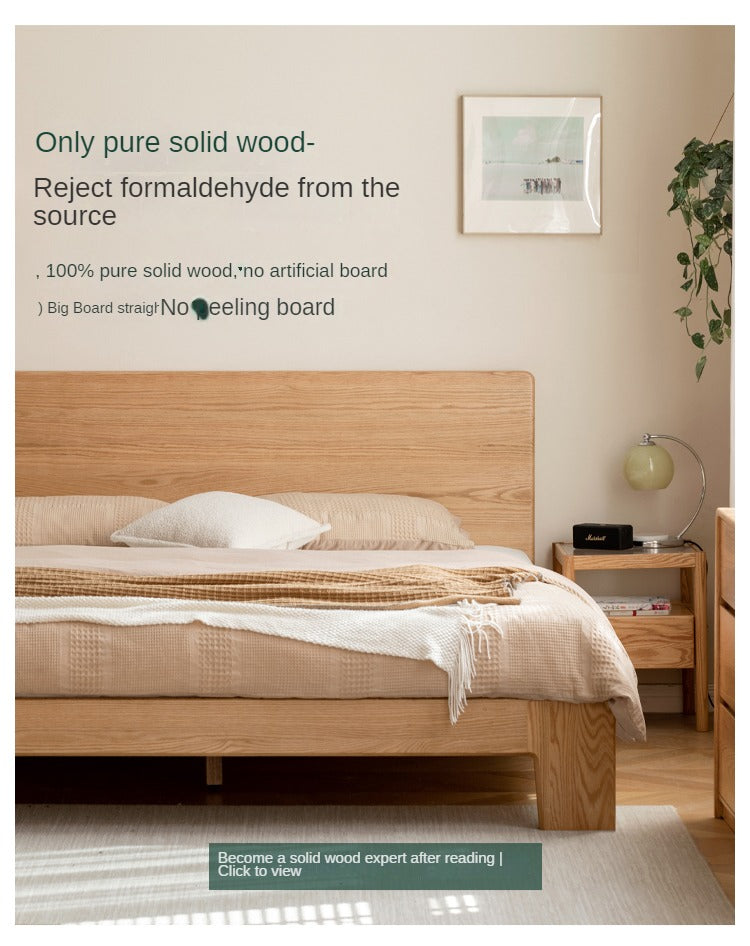 Oak Solid Wood Bed Thickened Headboard