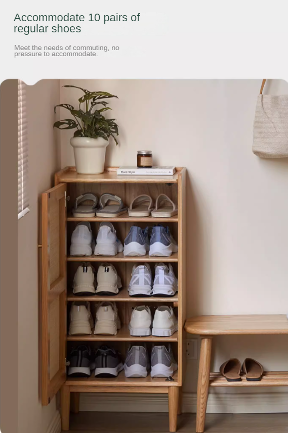 Oak Solid Wood Narrow Style With Doorshoe Cabinet
