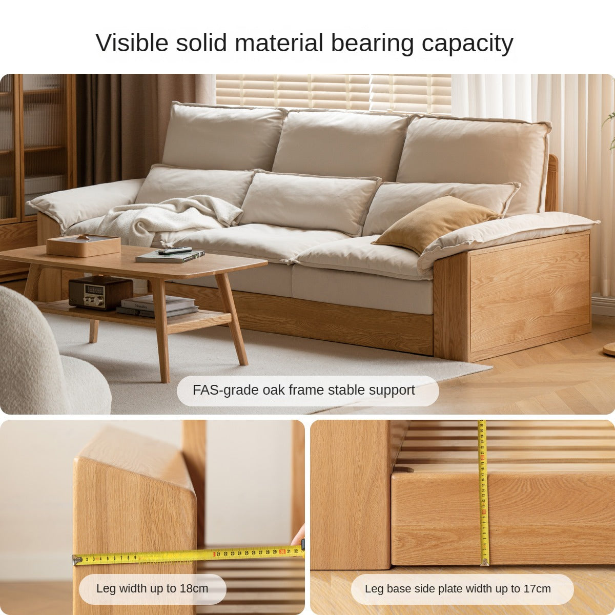 Oak Solid Wood Floor to Floor Tall Sofa.