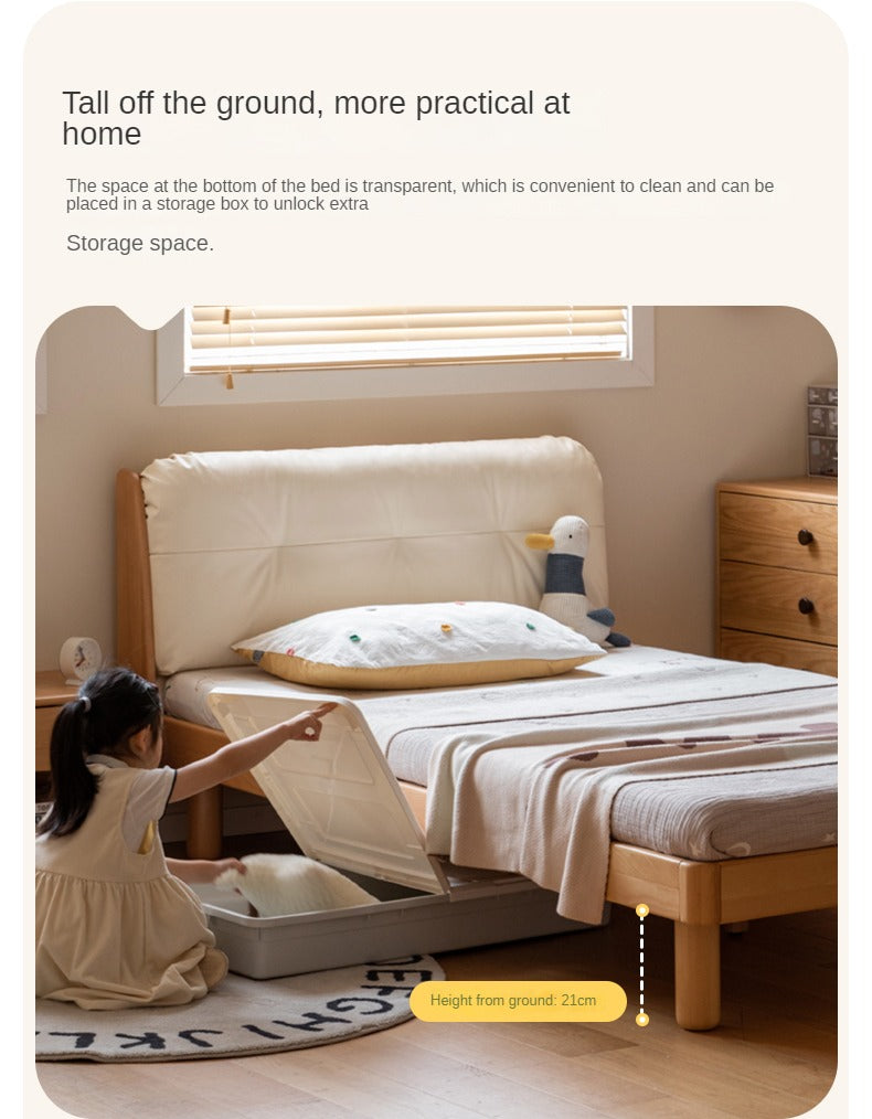 Cream style Organic Leather kid's Bed<