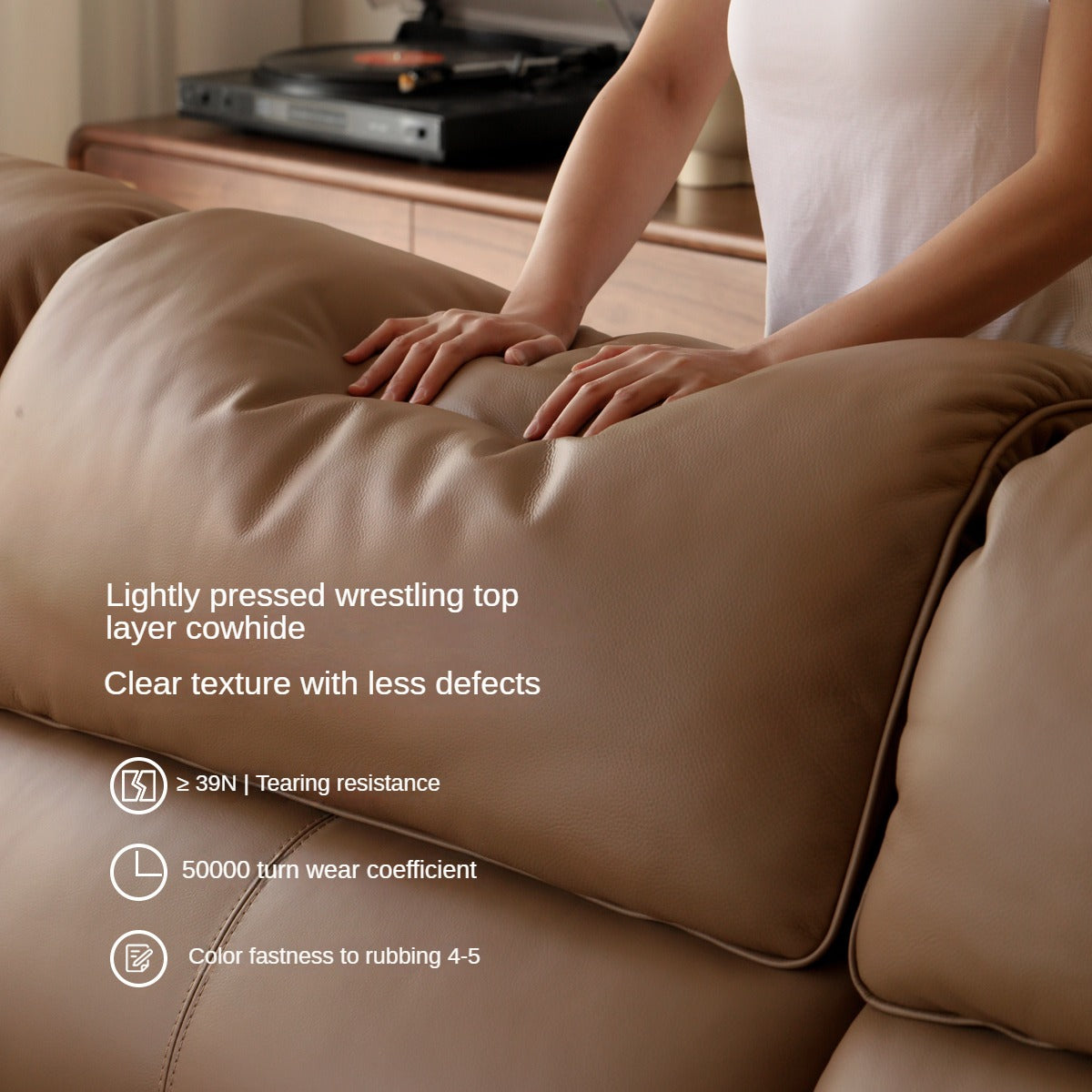 Leather Modern Simple Cowhide Down Sofa.