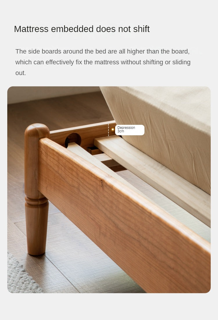 Cherry Wood Solid Wood Bed ,Retro Style, Princess Bed