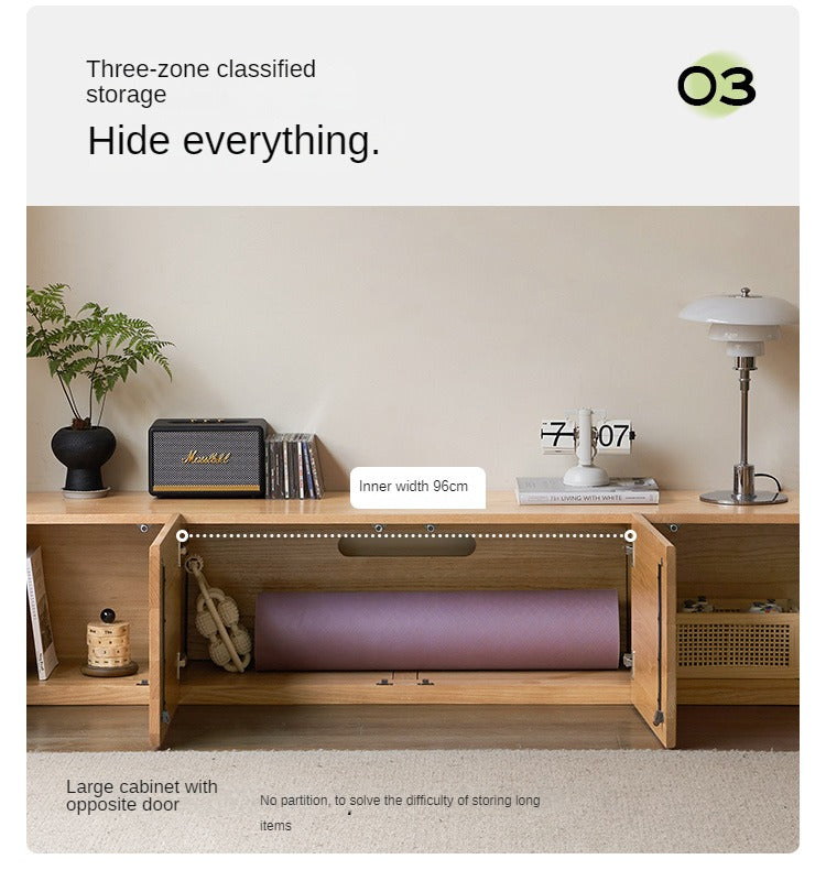 Oak Solid Wood Floor Storage TV Cabinet.