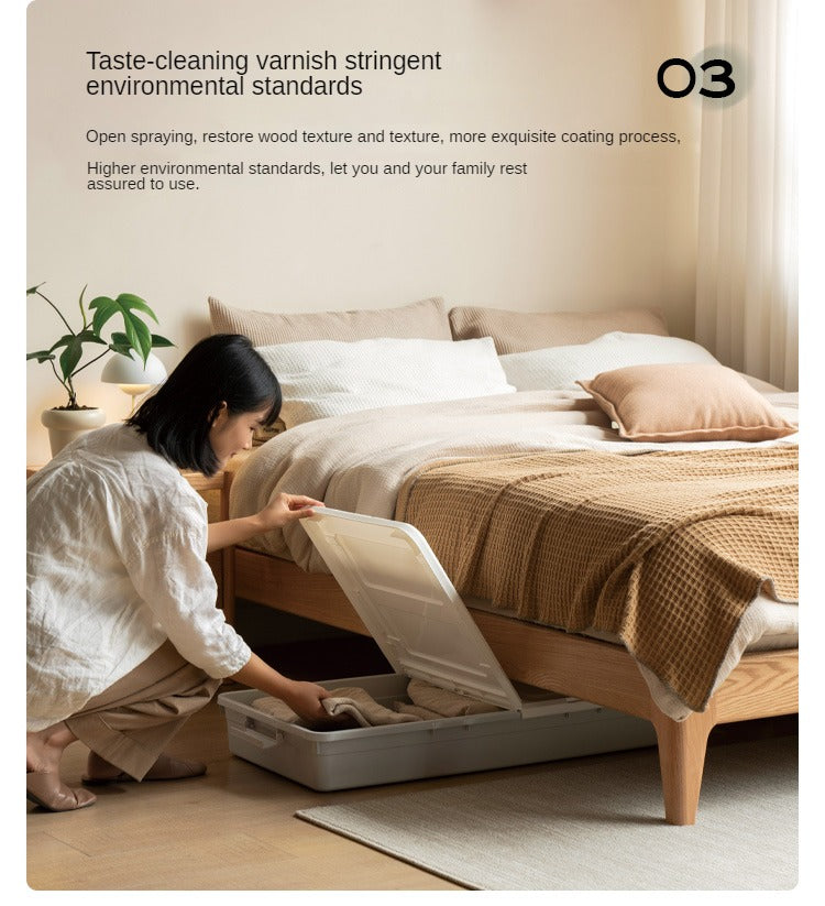 Oak, Ash Solid Wood Platform Bed, Headboard-Free Bed Modern Minimalist