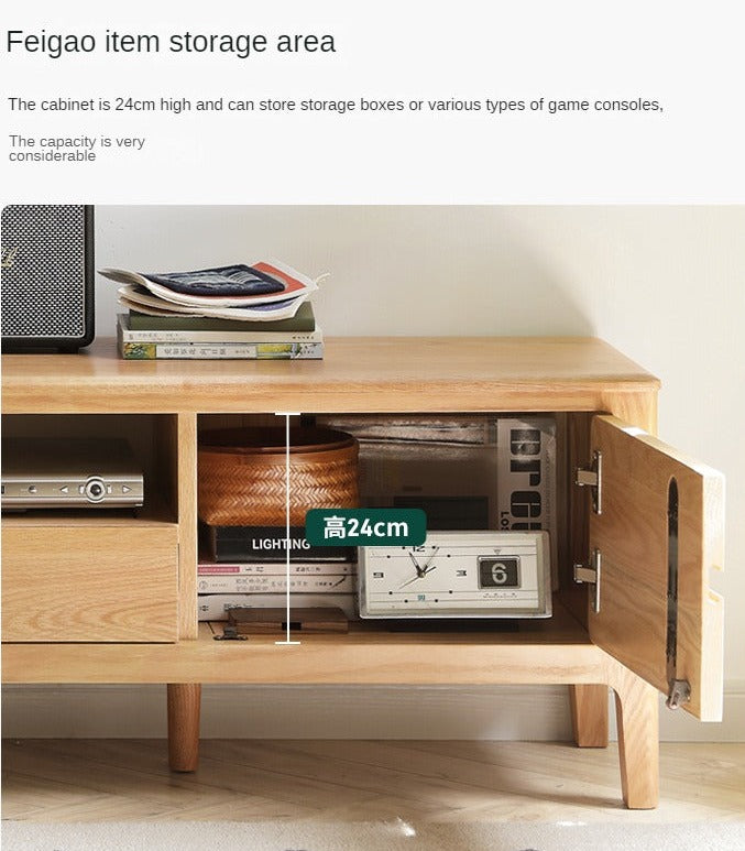 Oak, Solid Rubberwood Modern TV Stand