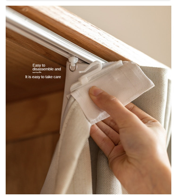 Solid RubberWood, Oak Solid Wood Wardrobe Thin Cloth Curtain.