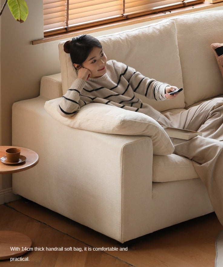 Fabric White Cream Style Down Sofa.