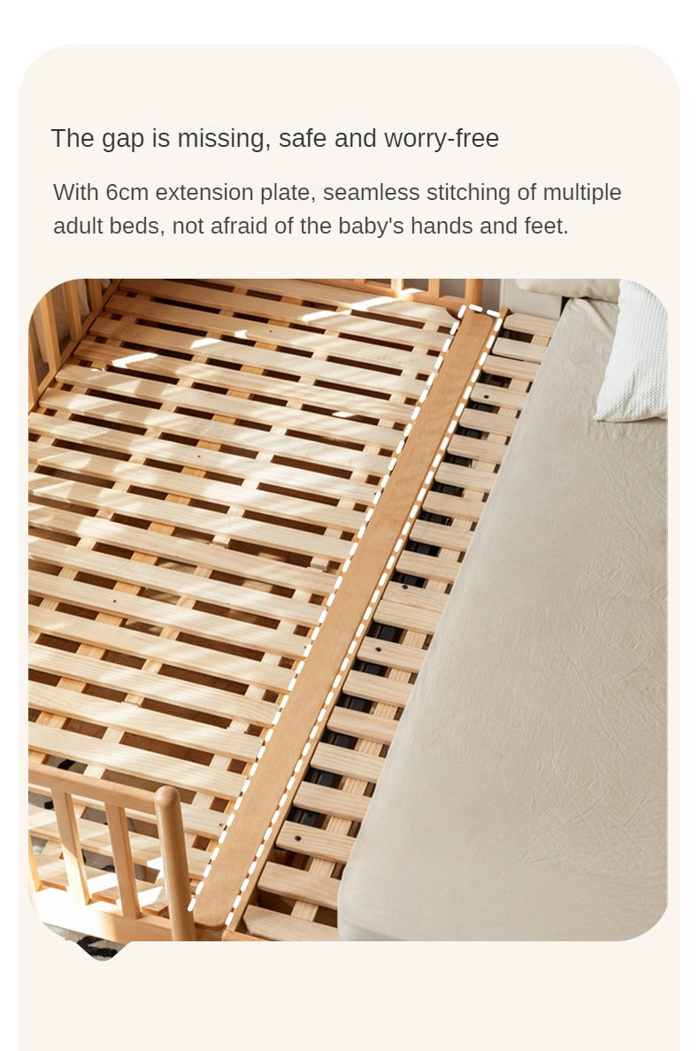 Beech solid wood children's bed with guardrails spliced bed<