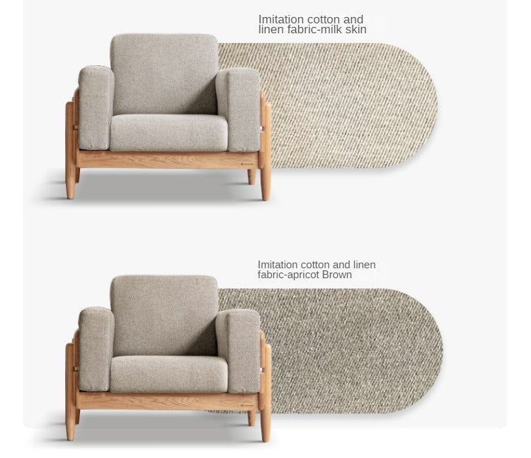 Ash Solid Wood Fabric Sofa.