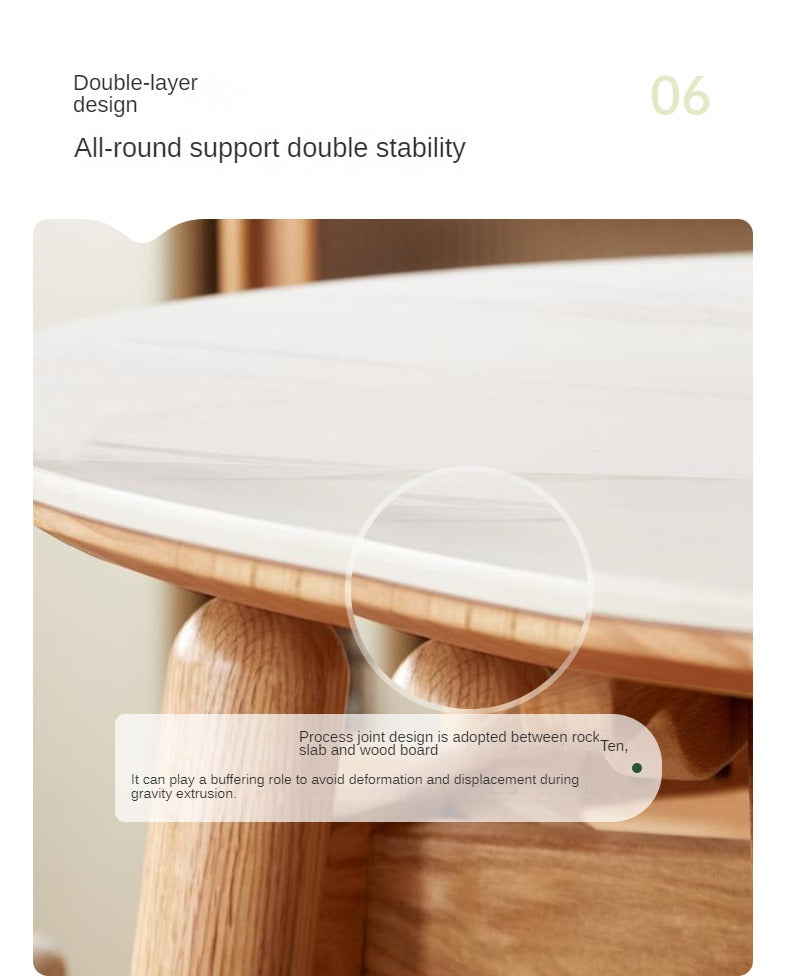 Oak Solid Wood Folding Rock Board Expandable Dining Table