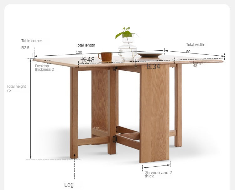 Oak Solid Wood Retractable Dining Table