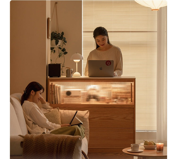 Oak Solid Wood Partition Multi functional Storage Cabinet