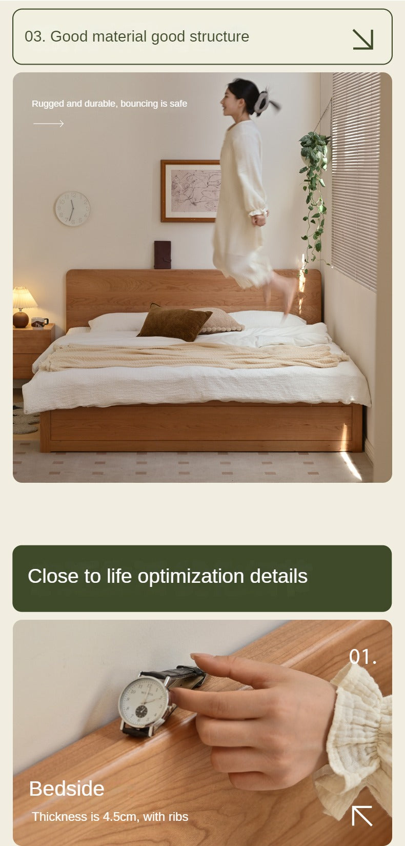 Cherry Solid Wood Box Bed