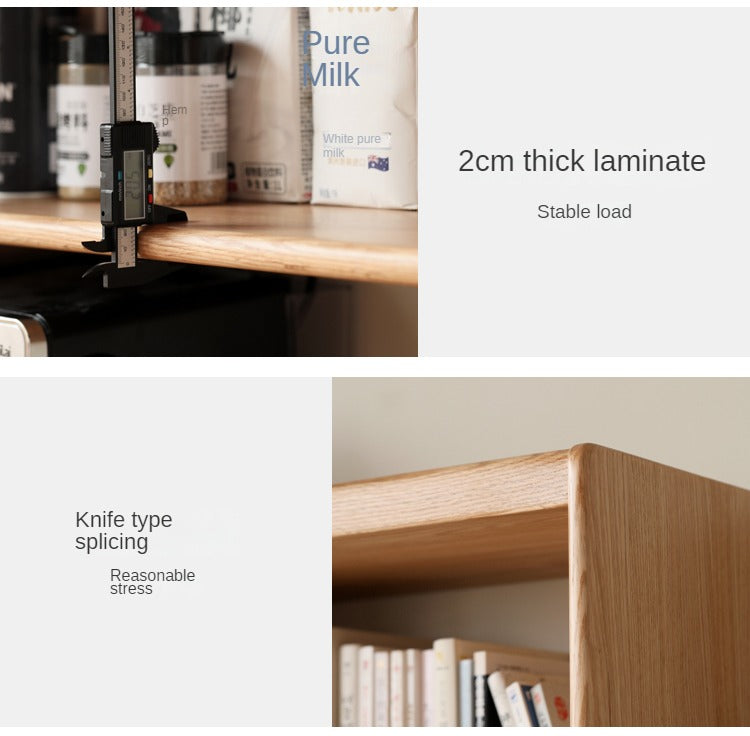 Oak, Beech Solid Wood Bookcase With Glass Door Floor-Standing Bookshelf Multi-Layer Storage Rack Free Combination Display Cabinet