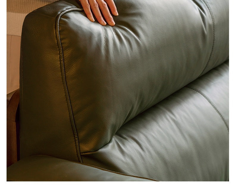 Black Walnut, Ash, Sandalwood Solid Wood Genuine Leather, fabrics Sofa with High-Back Design