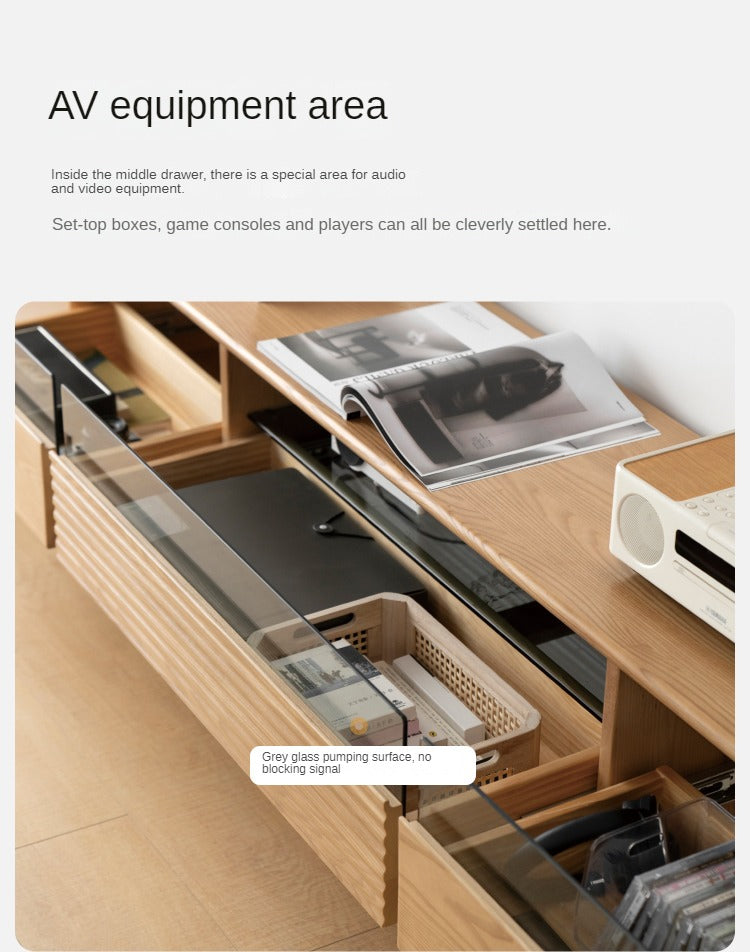 Ash Solid Wood Floor Modern Rock Board TV Cabinet.