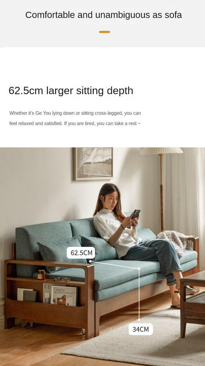Oak, Beech Folding Multi-functional Storage Sofa Bed