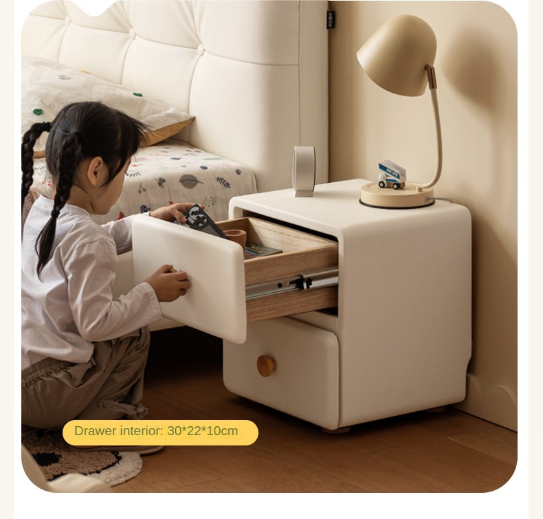 Organic Leather Cream Style Kids Nightstand