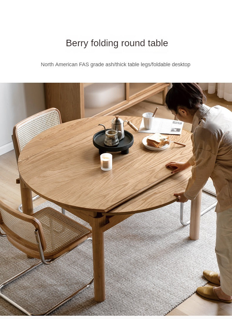 Ash, Cherry, Oak Solid Wood Folding Dining Table