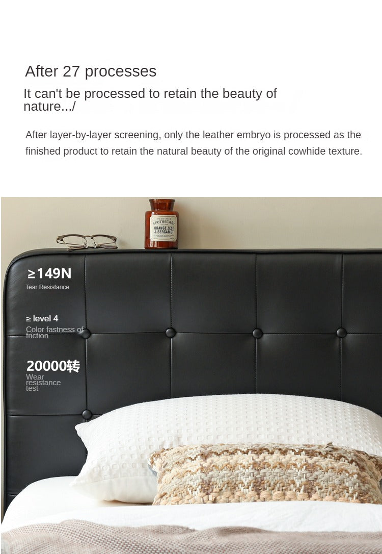 Black High-end Leather Suspension Bed