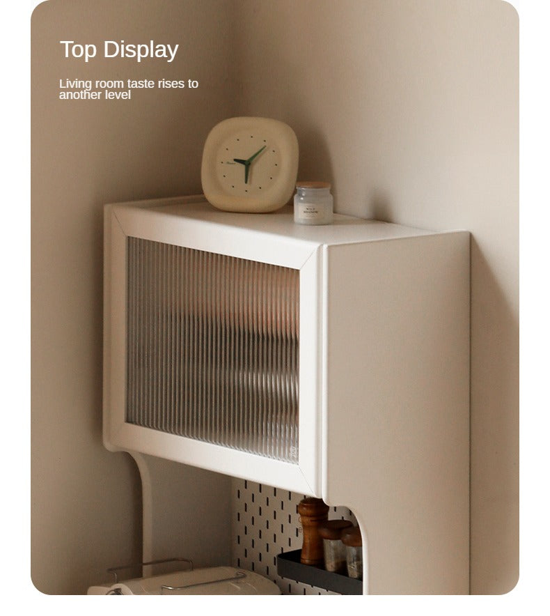 Poplar Solid Wood Sideboard Narrow Cream Style