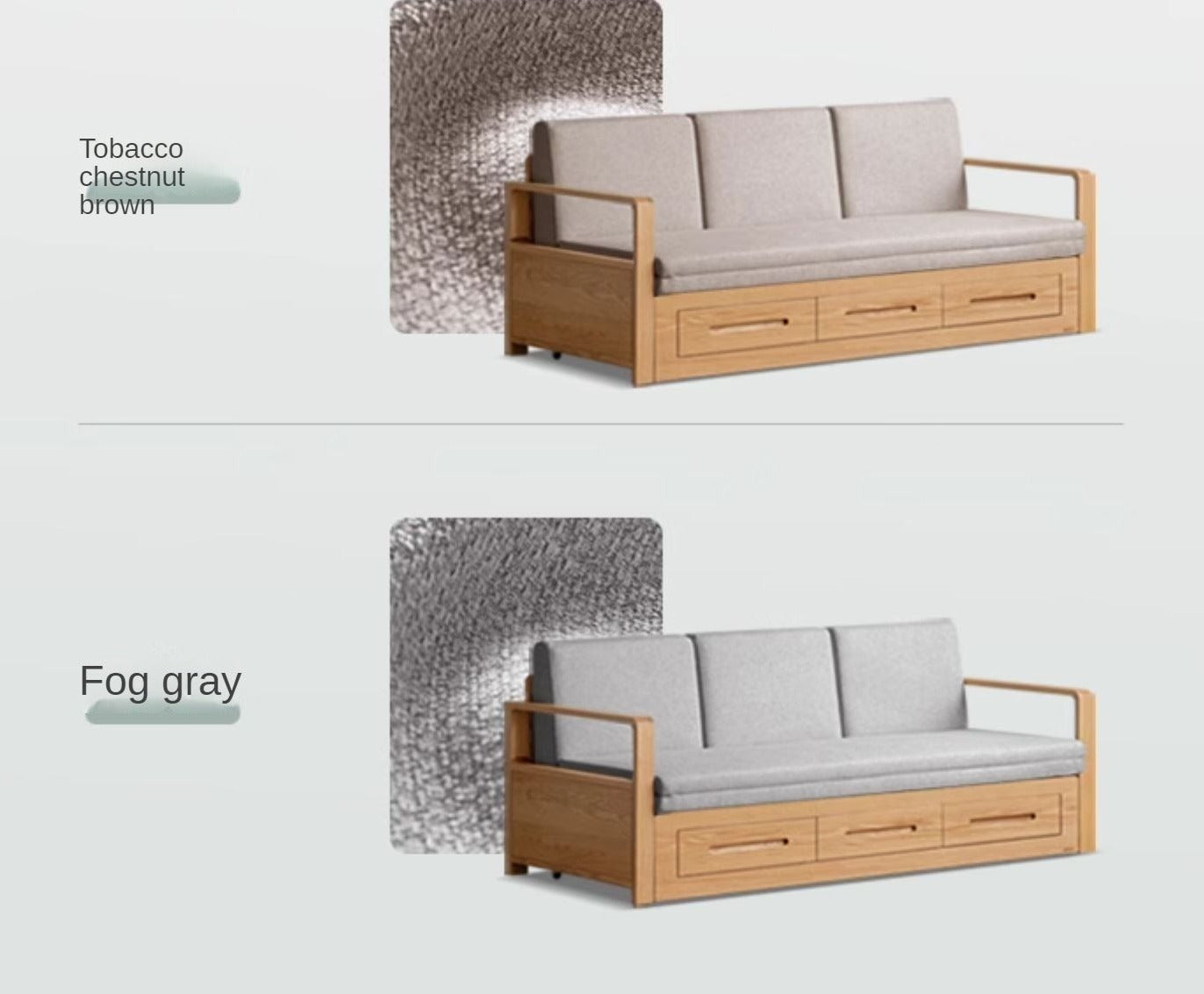 Oak, Ash Solid Woof Folding Storage Sofa Bed.