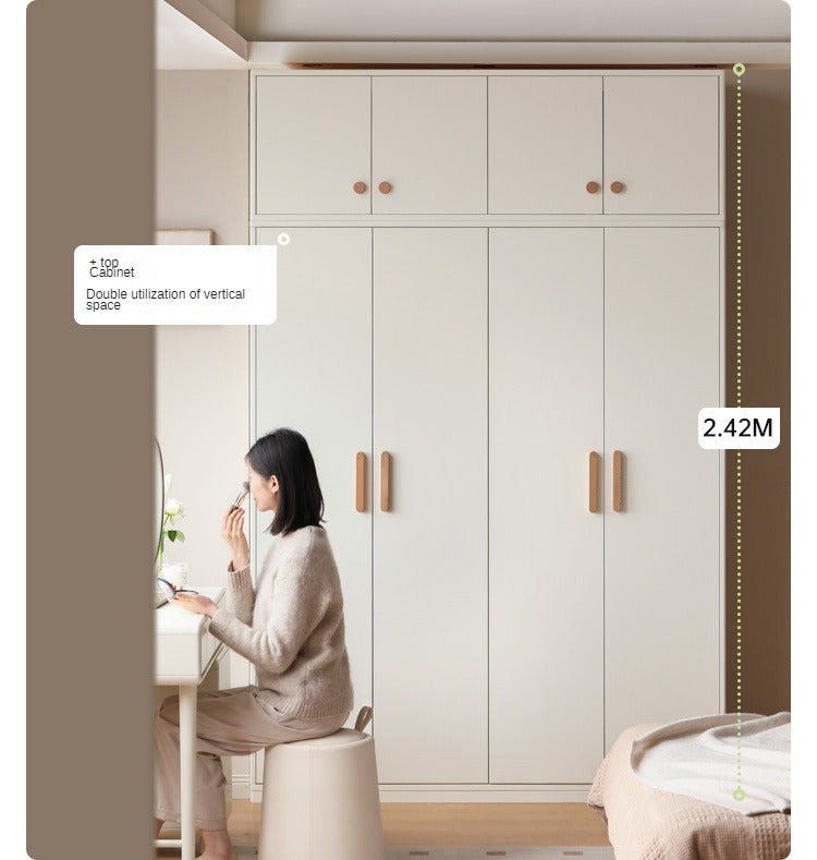 Pine Solid Wood Wardrobe Cream Style.