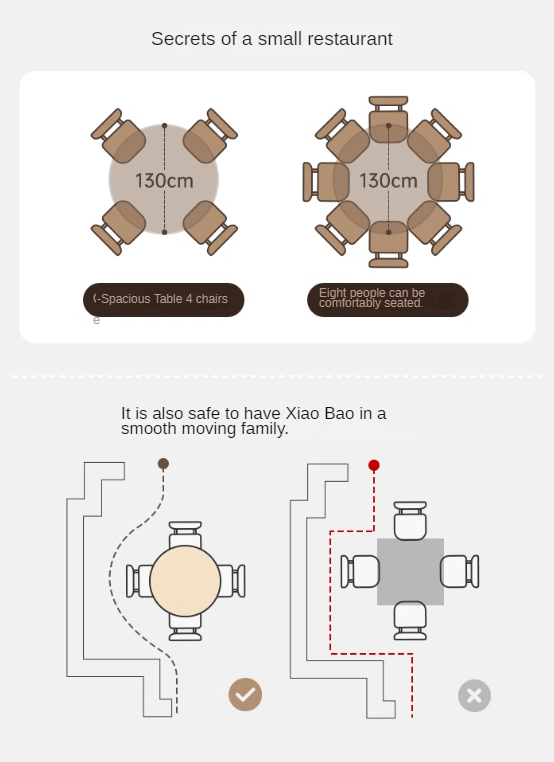 Black Walnut Solid Wood Retro Round Dining Table.