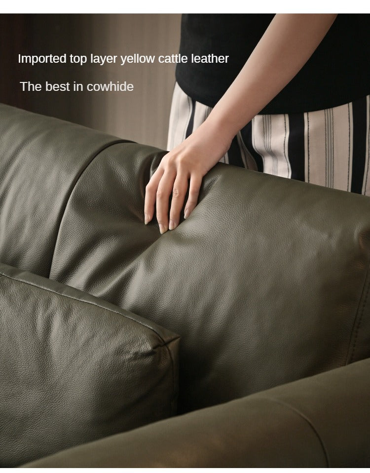 Black Walnut Solid Wood Leather Sofa Modern,