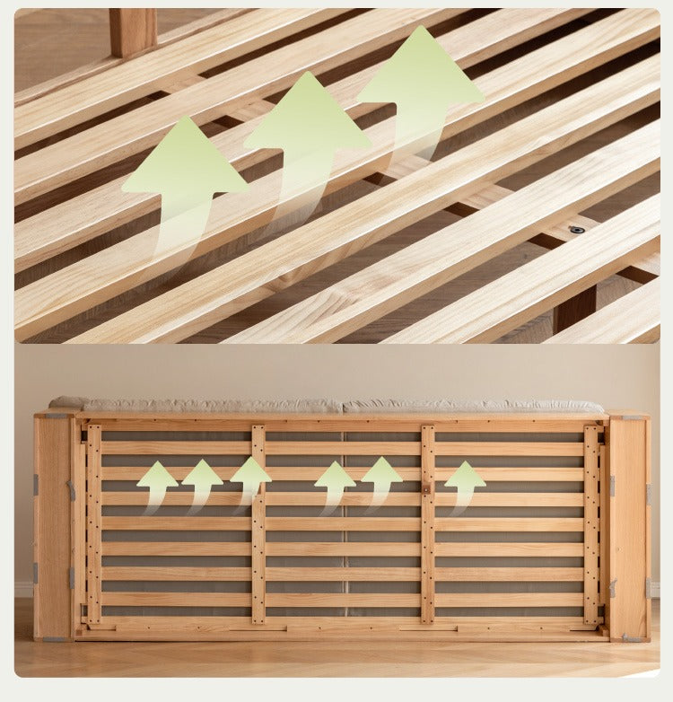 Oak Solid Wood Floor Storage Sofa, Goose Down.