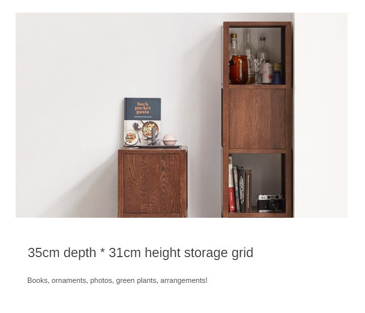 Oak, Ash Solid Wood Bookshelf Narrow Cabinet