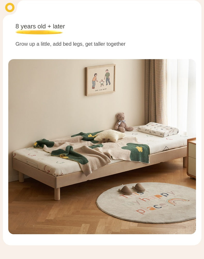 Rubberwood Solid Wood Mother-and-child platform bed, headboard-free bed