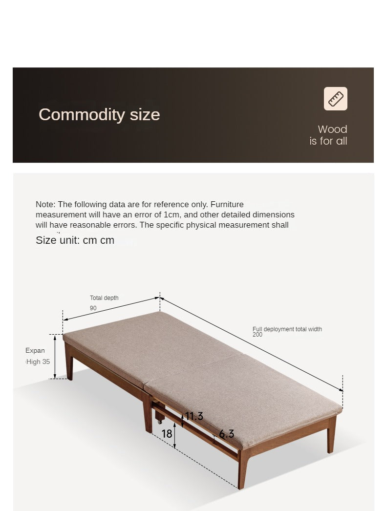 Oak, Beech, Solid Rubberwood Folding Single Retractable Sofa Bed.