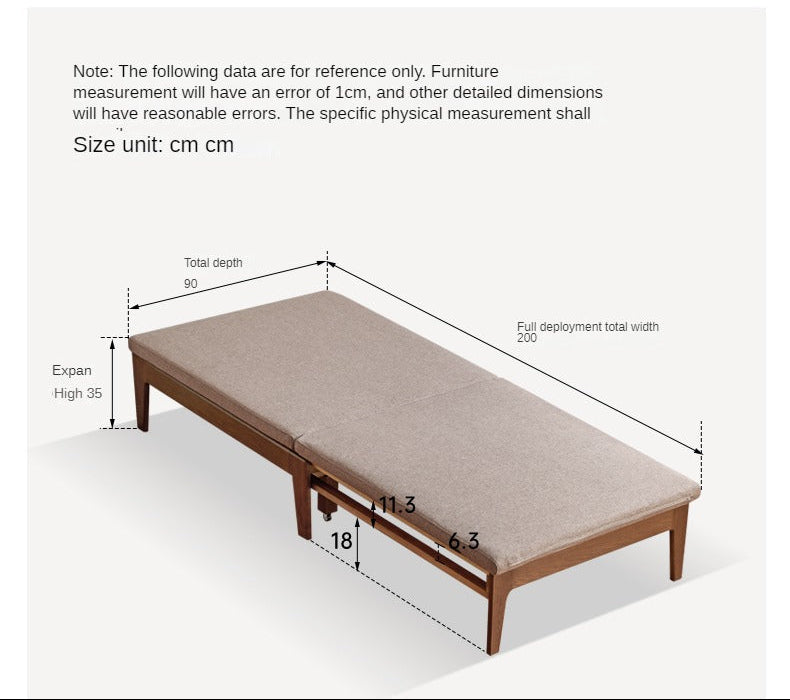 Oak, Beech Solid Wood Folding Single Retractable Sofa Bed.