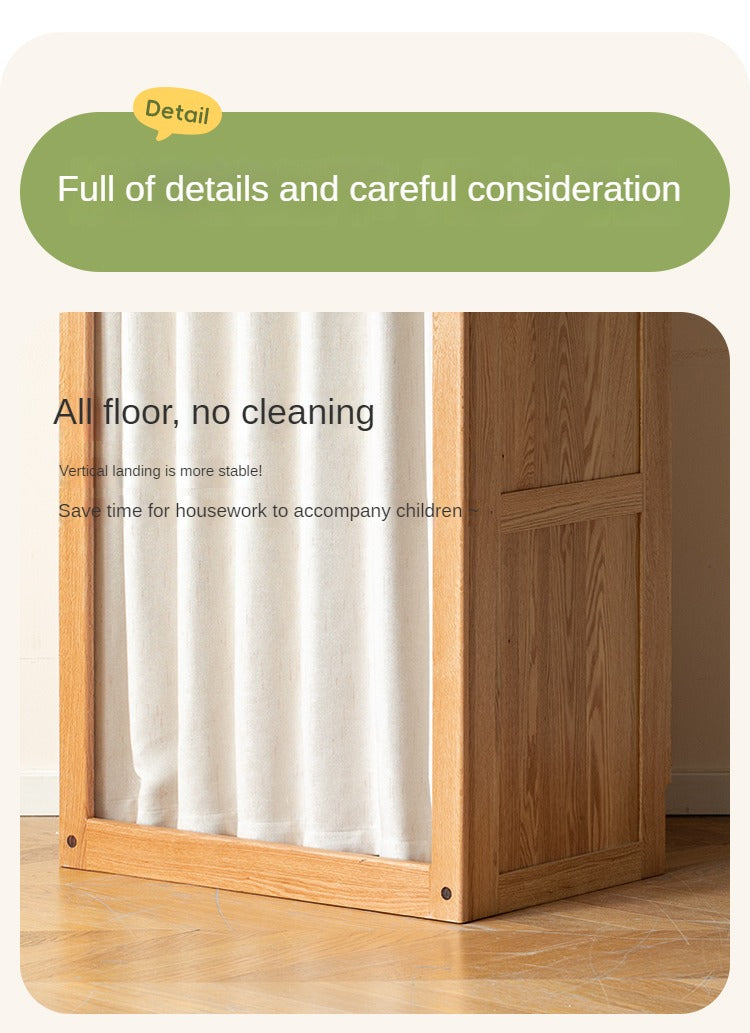 Oak Solid Wood, Solid Rubberwood Kids's Simple Wardrobe