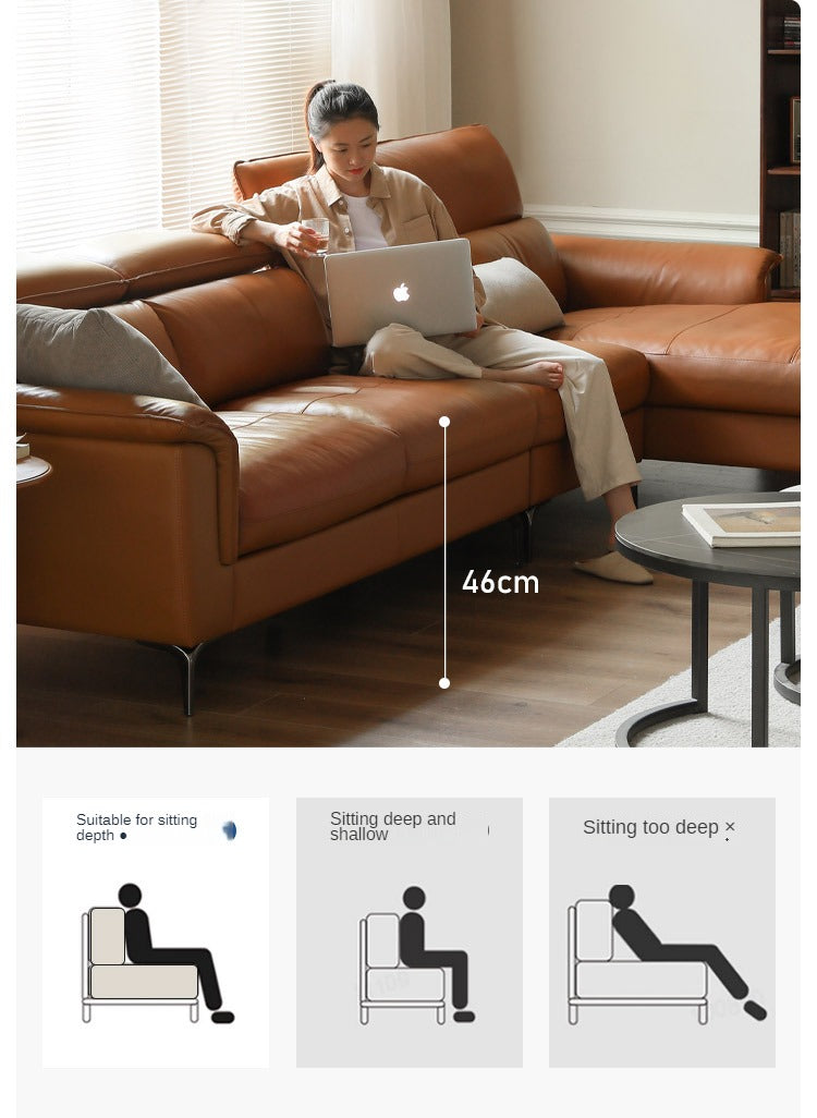 Genuine LeatherSofa, Light Luxury Top Layer Cowhide Italian Sofa.