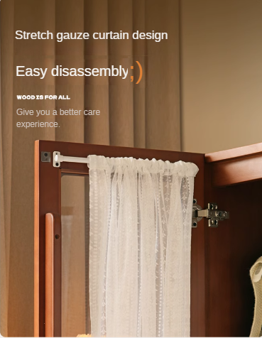Poplar Solid Wood Modern Retro Style Double Door Wardrobet.