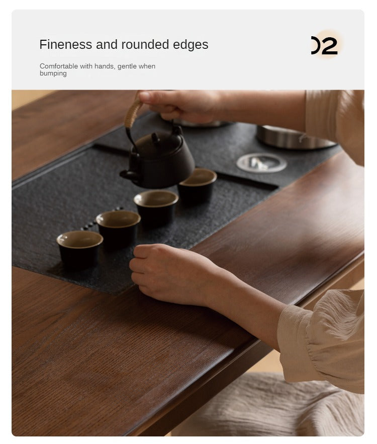 Ash Solid Wood Tea Table Tea Tray Integrated