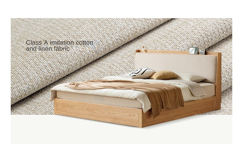 Oak Solid Wood Box Bed Storage Bed Technology Loth, Fabric