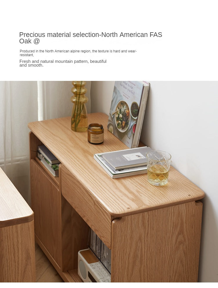 Oak, Black Walnut, Ash Solid Wood Mobile Side Table