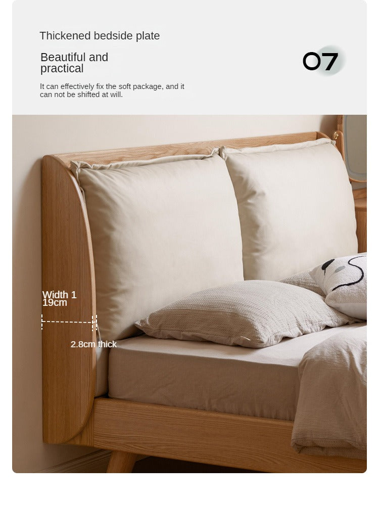 Oak Solid Wood Top Grain Leather, Technical Cloth ,Fabric Bed