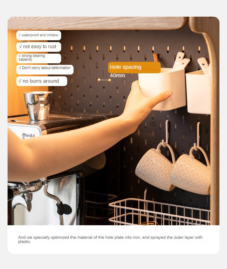 Solid RubberWood, Oak Solid Wood Sideboard Rock Board LED Light