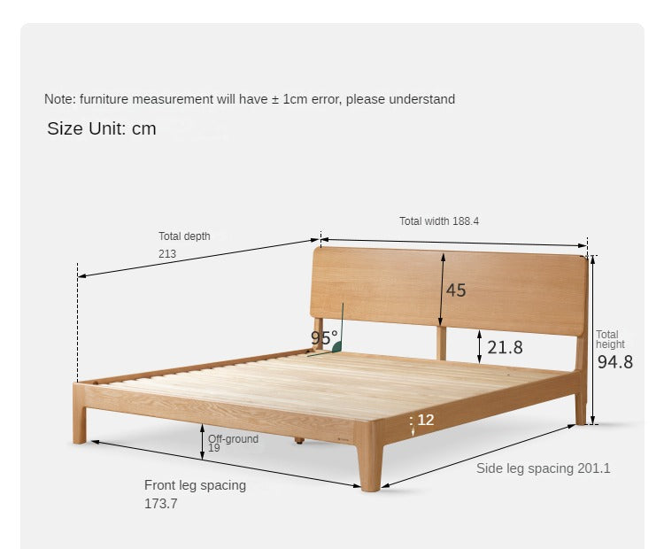 Oak, Ash Solid Wood High Head Board Bed