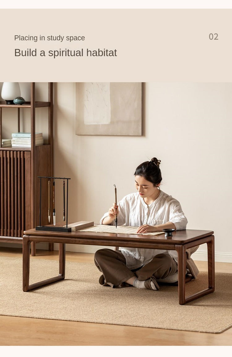 Black Walnut Solid Wood Tatami Small Tea Table.
