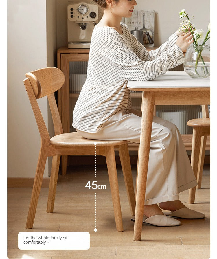 Oak Solid Wood Curved Backrest Dining Chair