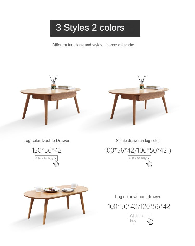 Oak, Rubber Solid Wood Coffee Table