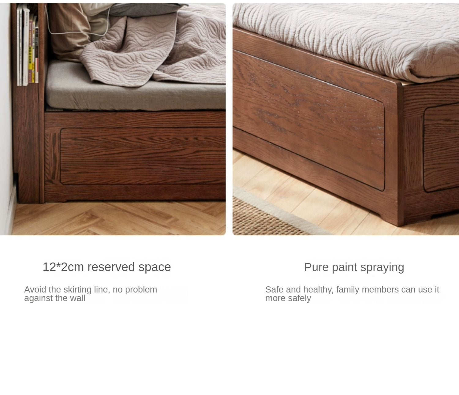 Oak Solid Wood Luminous Storage Box Bed